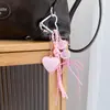 Corazón Girly Corazón Rosa Cuadros Encaje con Estrella Bolso Funda para Teléfono Móvil Colgante Celebridad de Internet Nicho Cadena para Colgar Llavero Femenino
