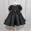 Nuevo Vestido de Niña Estilo Coreano Negro Estilo Hepburn Vestido de Princesa Traje para Cumpleaños Primer Año Actuación de Piano Vestido de Palacio Ponte