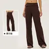 Pantalones de yoga estilo perezoso para mujer con cintura acanalada, cierre de botón, diseño de pierna ancha, tela fluida, efecto adelgazante, adecuados para fitness, deportes y uso casual
