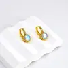 Pendientes de Zirconia Incrustada Elegantes Pequeños Frescos Más Vendidos Transfronterizos Simples y Modernos Pendientes Completamente Diamantados de Cobre Chapado en Oro Pendientes en Stock