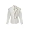 Camisa Masculina de Manga Longa com Gola de Babados Removível Estilo Britânico, Primavera e Verão, Luxo Leve, Estilo Corte, Única e Versátil, Camisa Elegante