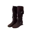 Botas com Salto Interno de Couro com Fivela Empilhadas Femininas 2026 Nova Chegada de Outono Retro Maillard Versátil Emagrecedoras de Cano Alto Botas de Cavaleiro