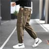 Macacão Cáqui Casual Americano de Primavera e Outono com Vários Bolsos Masculino Marca Fashional Estilo Japonês Solto Reto Haren Calças Cropped