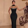 Nuevo Vestido de Noche de Sirena sin Tirantes con Pedrería de Lujo Ligero Transfronterizo, Vestido de Fiesta de Alta Gama para Sociales que Ceñe la Cintura y Adelgace
