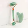 Rodillo Masajeador de Jade, Rodillo de Cristal Rosa, Rodillo Facial Doméstico de Doble Cabezal, Masajeador Raspador de Resina, Tabla de Belleza