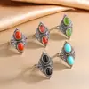 Anillo de Plata Esterlina S925 Estilo Indio-Nepalés Ágata Roja del Sur Turquesa Lapislázuli Anillo de Personalidad Vintage Estilo Palacio