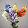 Flores artificiales de delphinium, arreglos florales artificiales, flores decorativas de jacinto, arreglos florales para sala de estar, decoraciones de suelo de rama alta con acabado aterciopelado