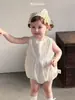Jennybebe26 Nuevo Conjunto de Verano Estilo Coreano para Bebés Niñas, Mameluco Bordado, Elegante Traje de Gateo Estilo Chaleco