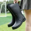 Botas de Lluvia de Moda Transfronterizas para Mujer de Altura Media Dulces Estilo Coreano Calzado de Goma Antideslizante Calzado Impermeable para Exteriores para Lavado de Autos para Mujeres