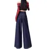 Jeans negros acampanados talla grande para mujer, nueva colección otoño/invierno 2026, cintura alta elástica, corte holgado y pantalones de herradura adelgazantes