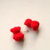Pequeño libro rojo con dibujos animados tridimensionales flocado oso conejo diy accesorios acrílicos pendientes pinza para el cabello material al por mayor