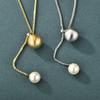 Cadena larga para suéter con cuentas cepilladas directas de fábrica, tirador de perlas, temperamento de lujo ligero, otoño e invierno, collar comodín, accesorios para mujer