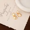 Pendientes Metálicos de Moda Creativa Estilo Ins Calados Corazón Estéreo Forma Geométrica Pétalos Estrella de Cinco Puntas Pendientes de Estilo Simple para Mujer