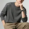 Camiseta de manga larga para hombre, capa interior de otoño para hombre, camiseta base elástica de corte holgado, camiseta estampada estilo coreano ins para hombre