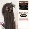 Mosquetão Pena de Frango Peteca Cabeça Rosa Feminina Rabo de Cavalo Alto Galinheiro Bola Bolsa de Cabelo Penteado Semi-Preso Adorno de Cabelo Rabos de Cavalo Duplos