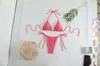 2024 Nuevo Traje de Baño Sexy Europeo y Americano para Mujer Bikini de Color Sólido con Tiras de Triángulo