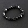 Nova Pulseira de Pedra Lava Redonda Pedra Vulcânica com Contas para Homens Contas de Vidro Preto Fosco Pulseira Ajustável Pulseira