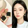 Pendientes Grandes Cuadrados Negros de Moda para Mujer, Diseño de Nicho, Lujo Ligero Retro, Pendientes Metálicos, Accesorios para Orejas de Lentejuelas Geométricas
