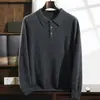 Camisa Base de Punto Sólido Suelta para Hombre con Cuello Polo de Cachemira, Nueva Colección Otoño e Invierno 2026, Suéter Casual de Negocios