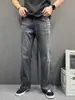 Jeans rectos holgados estilo americano en negro y gris para hombres y mujeres, estilo pareja, lavado pesado, frotados a mano, pantalones largos casuales, marca de moda