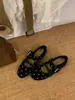Primer Encuentro Temporada Estilo Coreano Retro Zapatos Mary Jane de Lana con Puntos para Mujer 2026 Otoño Nuevo Estilo Temperamento Fondo Plano Boca Baja Zapatos de una Sola Pieza
