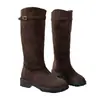 Botas altas de caña larga con hebilla de cinturón vintage talla grande, nuevo modelo otoño 2026, botas ajustadas de tubo alto con punta redonda de gamuza talla grande para mujer