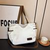 Bolso de lona de pana para mujer, bolso de hombro de gran capacidad, bolso informal para estudiantes universitarios, bolso de mano sencillo.