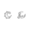 Pendientes Populares de Plata de Ley S999 Estrella y Luna para Mujer en Xiaohongshu, Moda, Exquisitos y Versátiles, Pendientes para Perforación de Oreja Estilo Coreano Ins