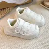 Nueva colección de otoño: Tenis de caña baja para niñas, tenis blancos para estudiantes, zapatillas deportivas atléticas de velcro con suela suave, zapatos casuales para niños con temática de gatos