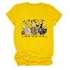 Amazon eBay Loja Independente Casual Divertido Feminino Três Patos de Halloween Múmia Fazendeiro Gola Redonda Manga Curta