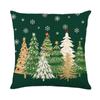 Funda de Almohada Transfronteriza Nueva con Atmósfera Navideña, Árbol de Navidad, Copos de Nieve, Camión y Decoración con Patrón en Inglés
