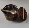 Balde de madeira para arroz isolado, redondo com tampa, uso comercial, recipiente de arroz de sushi para hotel/restaurante, balde pequeno de madeira para servir arroz e louças.