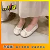 Mocasines casuales y versátiles con lazo estilo hada dopamina para mujer, nuevos zapatos de tacón bajo de primavera-verano 2025