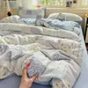 Conjunto de Roupa de Cama de Gaze Dupla Classe A Quatro Peças Capa de Edredom de Algodão Puro Lavado Lençol de Cama Conjunto de Três Peças para Dormitório Individual 4