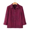 Camisa de solapa de otoño para abuela de mediana edad y anciana Ropa de otoño para madre de 50 años Traje de manga larga para señora mayor de 60 años