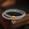 Bestia tragadora de oro calcedonia natural pulsera tintineante pulsera de ágata extremadamente delgada pequeña y exquisita pulsera de jade joyería para damas