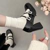 Zapatos de Tacón Alto de Tacón Grueso Pequeño Negros Suaves y Sencillos de Celebridad de Internet para Mujer Nuevos 2025 Otoño e Invierno Zapatos Franceses Mary Jane