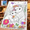 Manta para Colorir DIY Transfronteiriça Manta para Graffiti Manta com Impressão Digital Estilo Ins Manta de Sofá