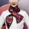 Bufanda Floral Larga Retro Estilo Orejera de Algodón Bufanda de Seda Hilo Nuevo Étnico Estampado Colorido Bufanda de Rima Antigua Otoño e Invierno