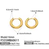 Brincos de Argola Geométricos Lisos Estilo Chique para Mulheres, Simples, Modernos, Versáteis, Tendência, Aço Inoxidável Banhado com Ouro 18K Real