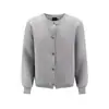 Suéter tejido negro, estilo old-money, cuello redondo, con botones de pétalo para hombre, paleta de colores gris otoñal, cárdigan, prenda exterior de corte holgado