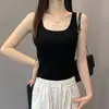 Camisola sin mangas negra con cuello en U, tirantes cruzados en la espalda, almohadilla en el pecho, para mujer, primavera y verano, que cubre el busto, corte ajustado, espalda bonita, top interior, moderno