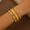 Set de Pulseras de Ojo de Diablo de Circonita Simple, de Moda, Elegante, Moderno y Versátil para Niñas, Pulsera de Acero de Titanio de Alta Gama