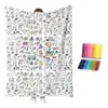 Manta de cochilo artesanal para colorir, manta DIY interativa criativa pintada à mão em preto e branco, pintura transfronteiriça graffiti, sofá para pais e filhos