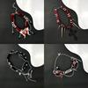 Gargantilha Choker de Couro Europeia e Americana Transfronteiriça com Pingente de Cruz Estilo Fashion Punk Doce Cool Personalidade Corrente para Clavícula Tendência Acessórios de Colar Cool