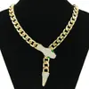 Estilo Ins Europeo y Americano Cadena Cubana Lujo Accesible Corta Full Diamante Cabeza de Serpiente Hebilla Magnética Collar Diseño de Nicho Personalizado Cadena para la Clavícula para Mujeres
