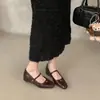 Zapatos negros Mary Jane para mujer con aumento interno de altura, nuevo modelo 2025 para primavera y otoño, de corte bajo, con una sola tira, planos elegantes y versátiles