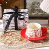 Taza y Platillo de Café de Alta Gama Francesas para el Hogar Set Morado Taza para Niñas Beber Agua Té de la Tarde Regalo Souvenir
