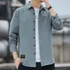 Camisa masculina de manga comprida estilo coreano, elegante, casual, solta, para trabalho, jaqueta, camisa, jovem, da moda, para homens