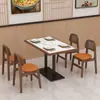 Conjunto de Mesa e Cadeiras de Jantar de Madeira Maciça com Tampo de Ardósia para Restaurantes de Fast Food, Lanchonetes, Churrascarias, Lojas de Chá com Leite, Restaurantes de Café da Manhã e Estabelecimentos de Refeição